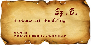 Szoboszlai Berény névjegykártya